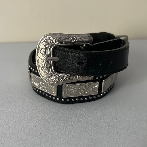Unique Leather Floral Studded Belt